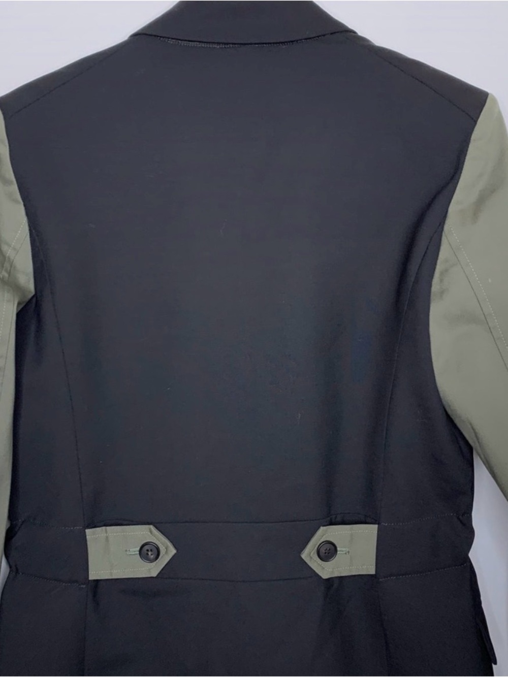 Veronica Beard Military Colorblock Dickey Jacket Black Army Green Wool Size 8 - Picture 8 of 14